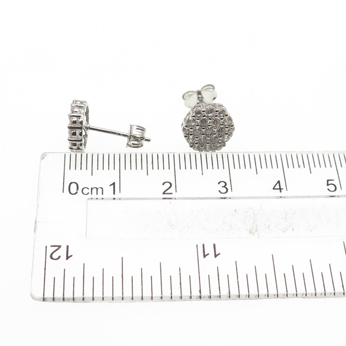 925 Sterling Silver Round-Cut C Z Stud Earrings