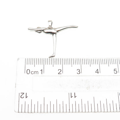 925 Sterling Silver Vintage Gymnast Modernist Charm Pendant