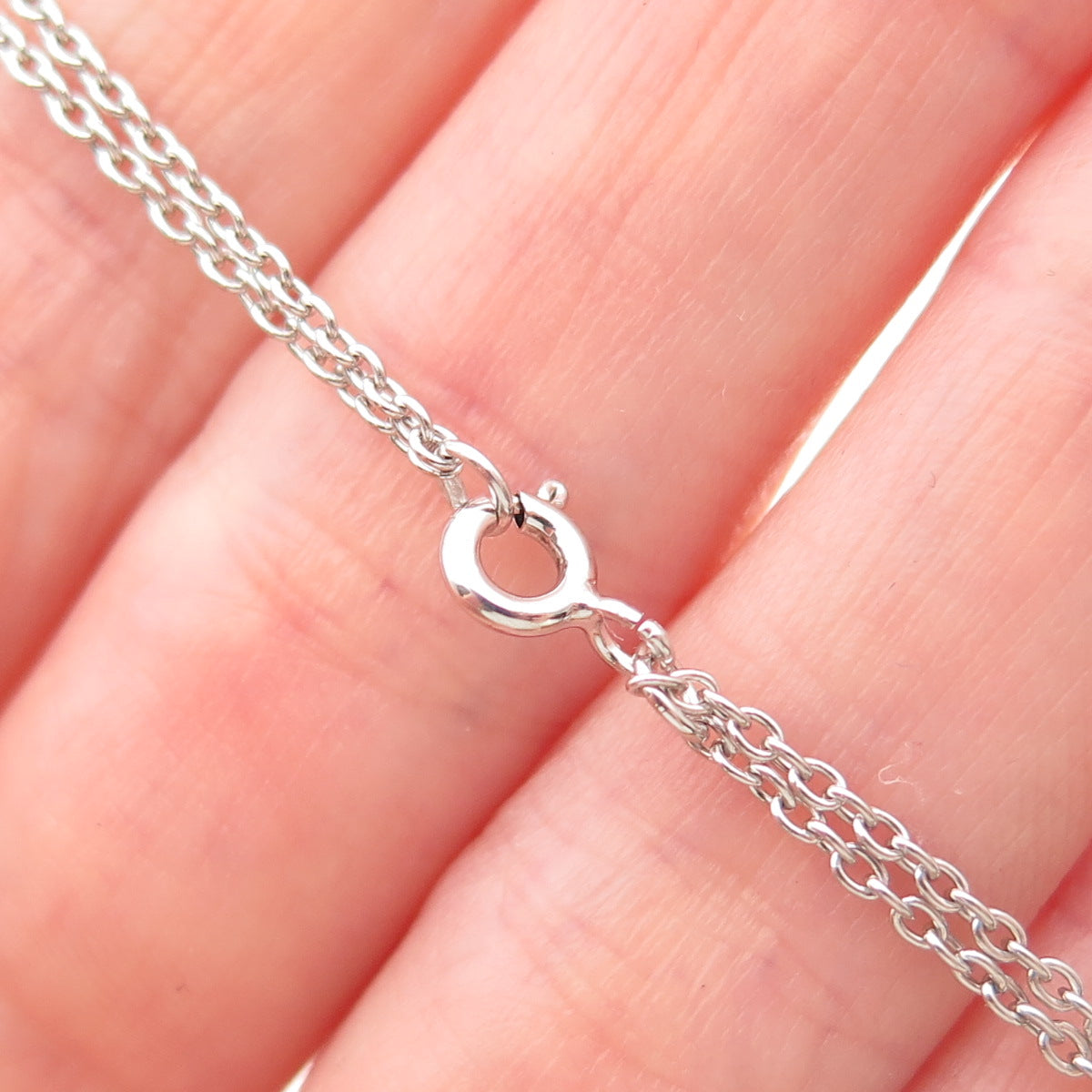 JACKSON HOLE Sterling Real Swiss Blue & White Topaz Double Chain Necklace 18"