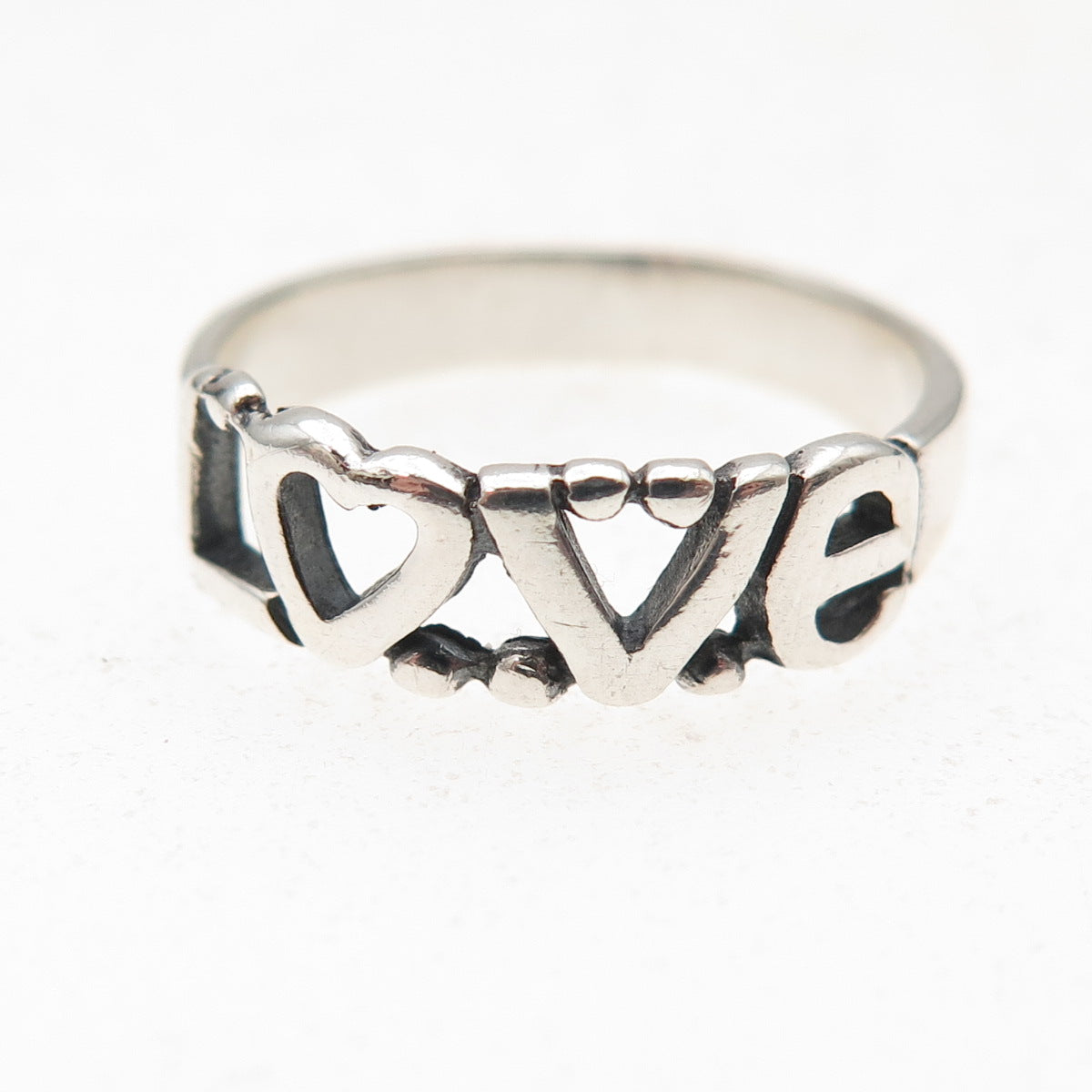 925 Sterling Silver Vintage Love Oxidized Ring Size 6