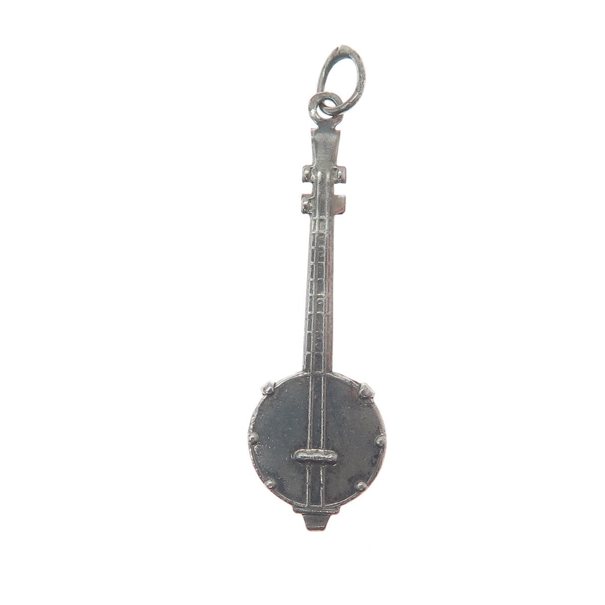 925 Sterling Silver Antique Art Deco Banjo Musical Instrument Charm Pendant