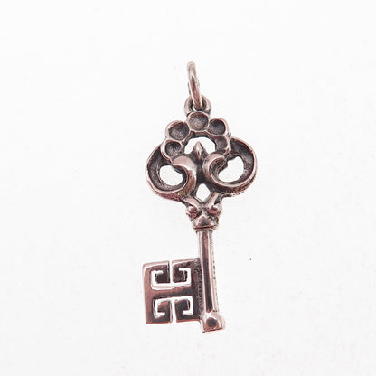 800 Silver Vintage Germany Bremen Key Oxidized Charm Pendant
