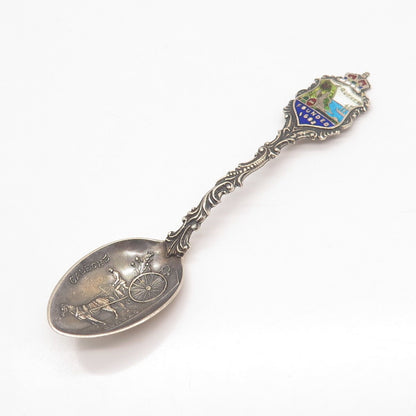 925 Sterling Silver Antique Enamel Canada Caleche Quebec Demitasse Spoon