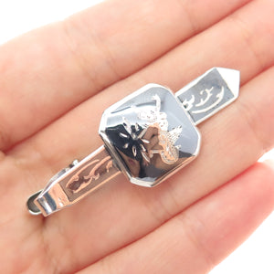 925 Sterling Silver Vintage Niello Hindu Goddess Tie Clip