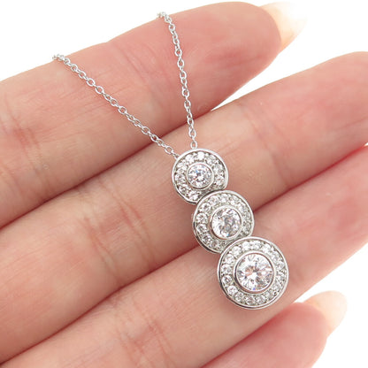 KLEO 925 Sterling Silver Round-Cut C Z Drop Cable Chain Necklace 18-20"