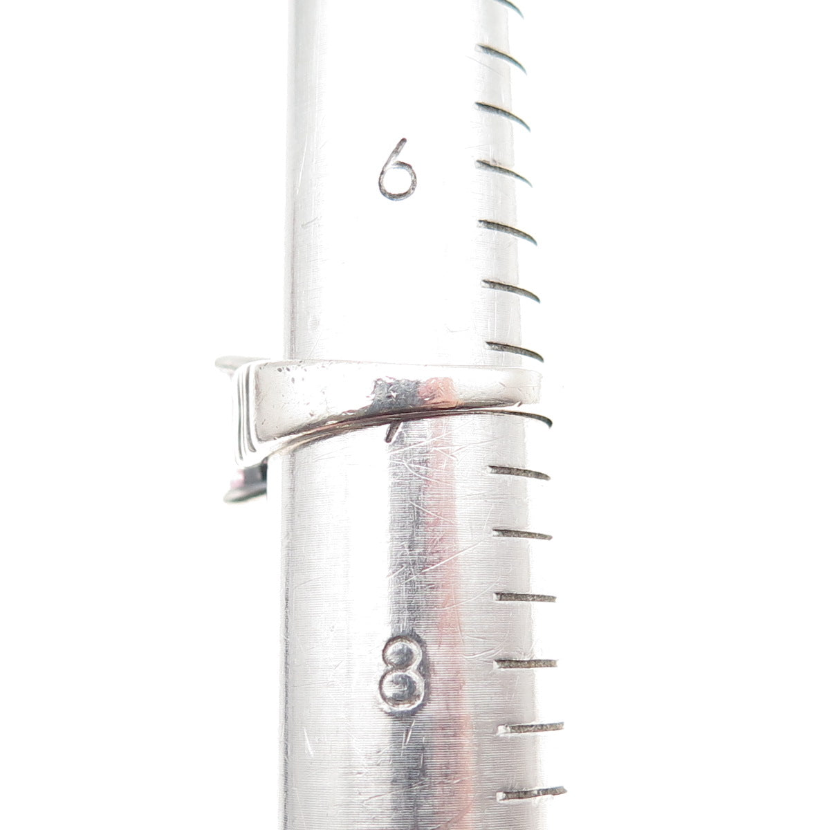 925 Sterling Silver Vintage Emerald-Cut Pink C Z Oxidized Ring Size 7