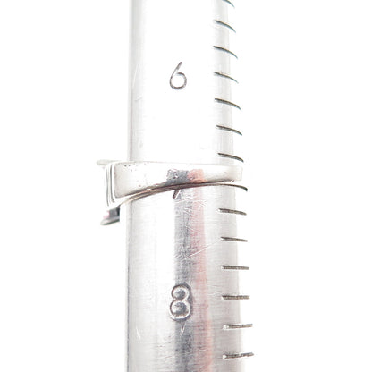 925 Sterling Silver Vintage Emerald-Cut Pink C Z Oxidized Ring Size 7