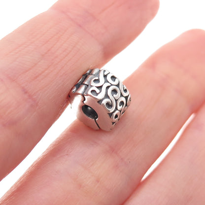 Pandora 925 Sterling Silver S Swirl Clip Charm