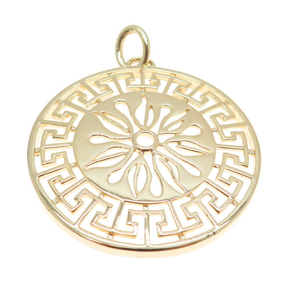 ROSS SIMONS 925 Sterling Silver Gold Plated Flower Greek Maze Round Pendant