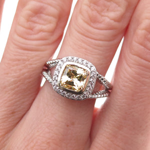 Kiera 925 Sterling Silver Canary & White C Z Ring Size 8.25