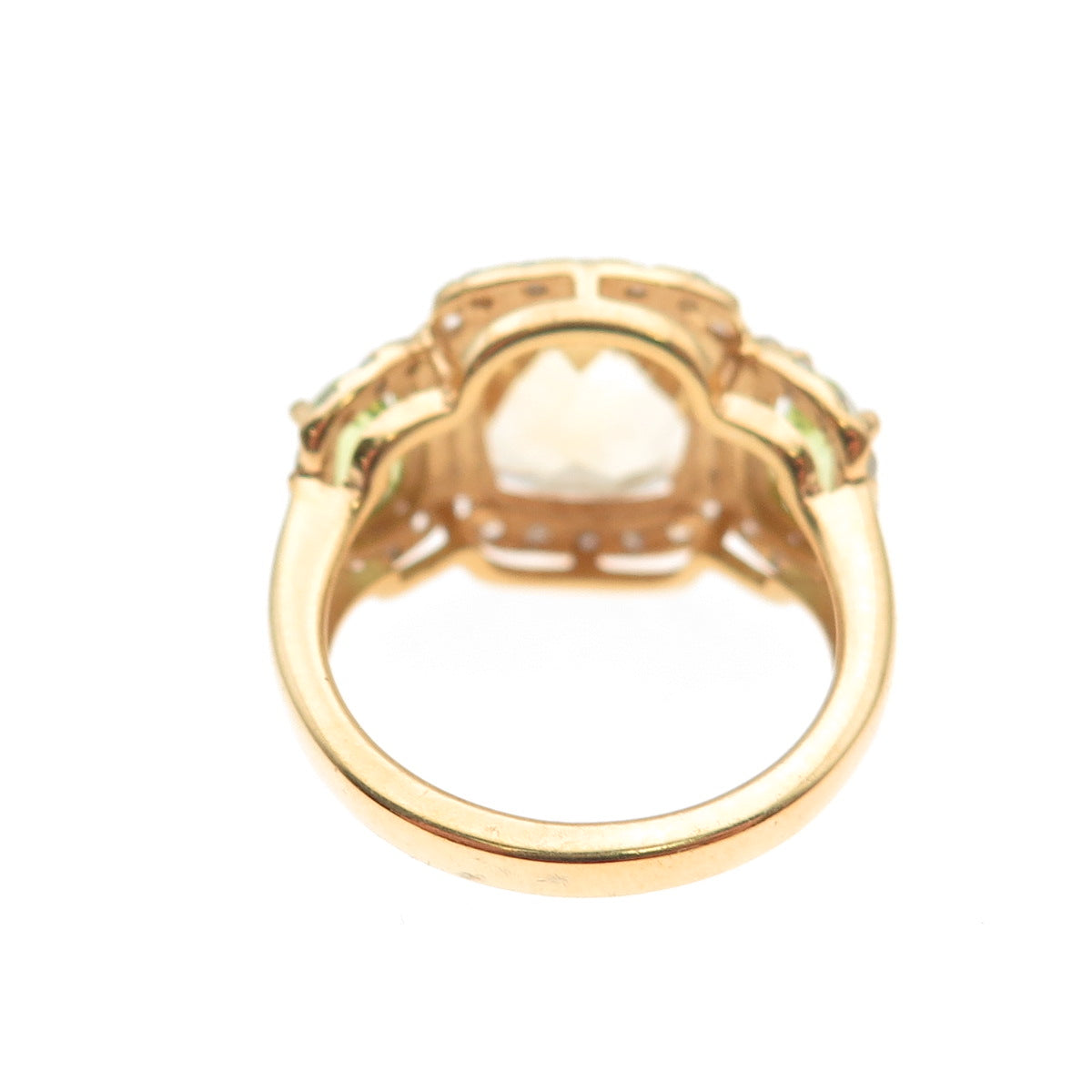 DSMK 925 Sterling Silver Gold Plated Real Citrine Topaz & Peridot Ring Size 5.5