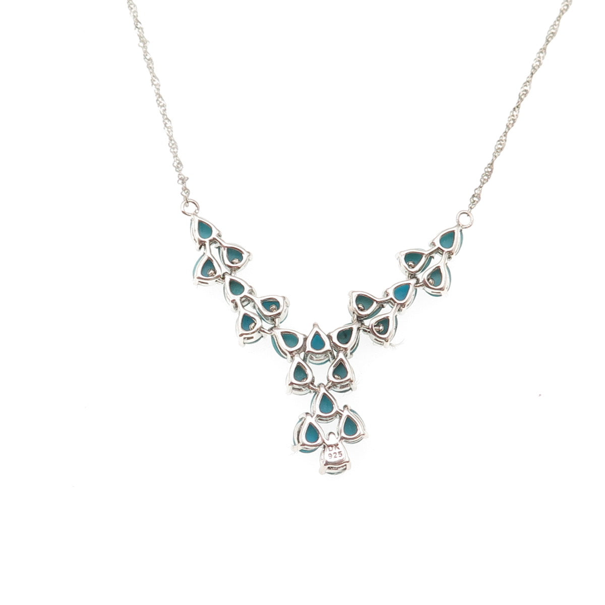 925 Sterling Silver Real Turquoise Singapore Chain Necklace 18-20"