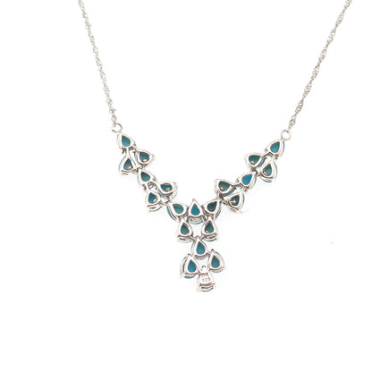 925 Sterling Silver Real Turquoise Singapore Chain Necklace 18-20"