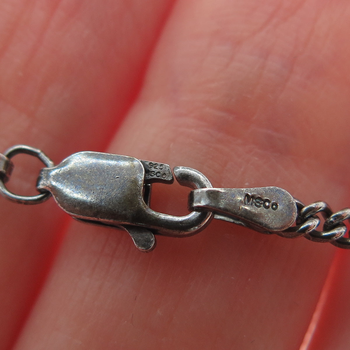 SUARTI BALI 925 Sterling Vintage MOP Granulated Curb Chain Oxidized Necklace 18"