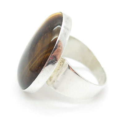 JAY KING DESERT ROSE 925 Sterling Silver Vintage Real Tiger Eye Ring Size 8