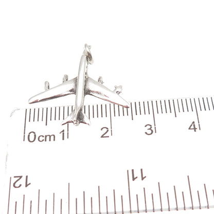 925 Sterling Silver Vintage Airplane Charm Pendant