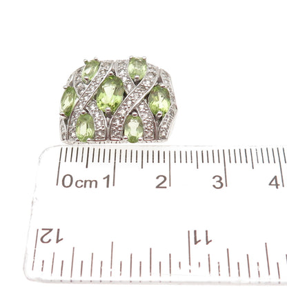 925 Sterling Silver Real Peridot & White Topaz Slide Charm Pendant