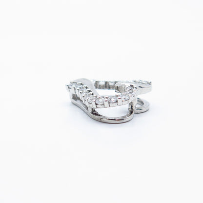 925 Sterling Silver C Z Open Heart Slide Pendant