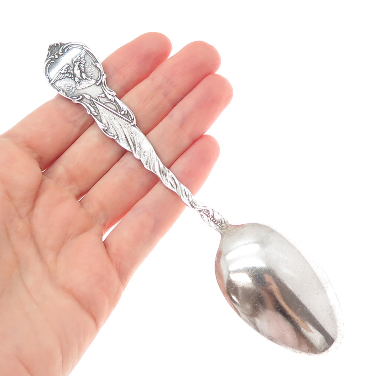 SHEPARD 925 Sterling Silver Antique Enamel Illinois States & Cities Coffee Spoon