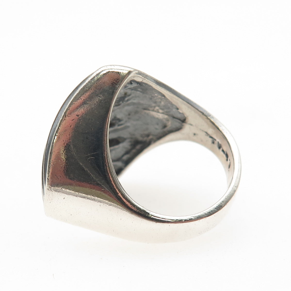 925 Sterling Silver Vintage Mexico Modernist Seashell Oxidized Ring Size 7