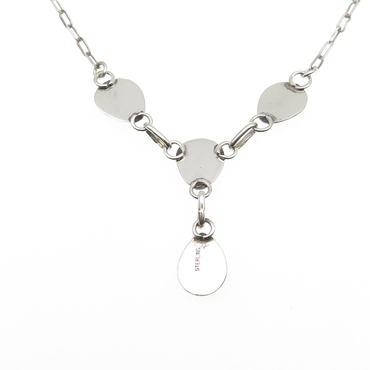 Old Pawn Sterling Silver Vintage Turquoise Bear Paw Tribal Chain Necklace 16"