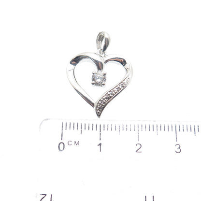 SAI 925 Sterling Silver Round-Cut C Z Heart Minimalist Charm Pendant