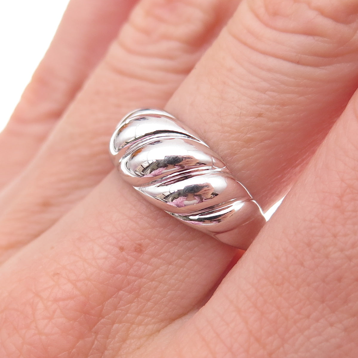 J. Stella 925 Sterling Silver Vintage Modernist Ring Size 7