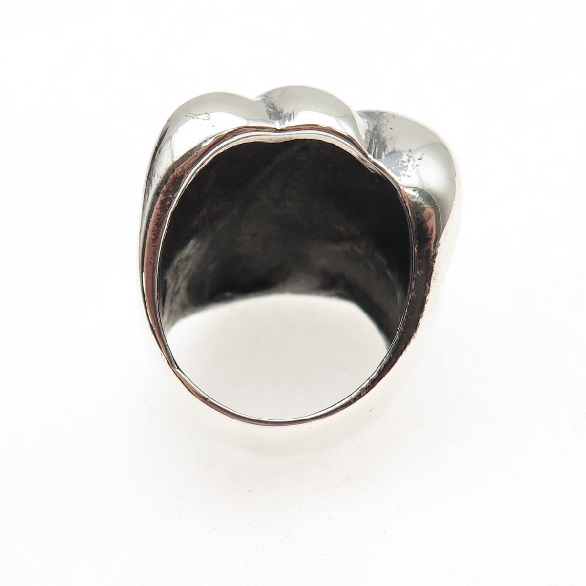 925 Sterling Silver Vintage Modernist Wing Oxidized Ring Size 7.5