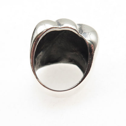 925 Sterling Silver Vintage Modernist Wing Oxidized Ring Size 7.5