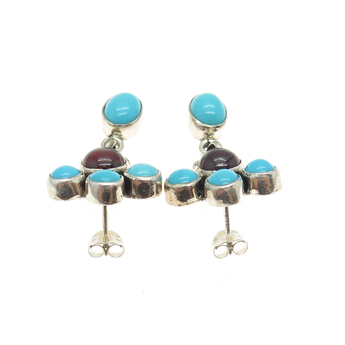 GILO GRACE NAKAI NAVAJO Old Pawn Sterling Vintage Turquoise Tourmaline Earrings