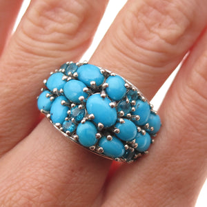 Chuck Clemency 925 Sterling Real Sleeping Beauty Turquoise & Apatite Ring Size 8