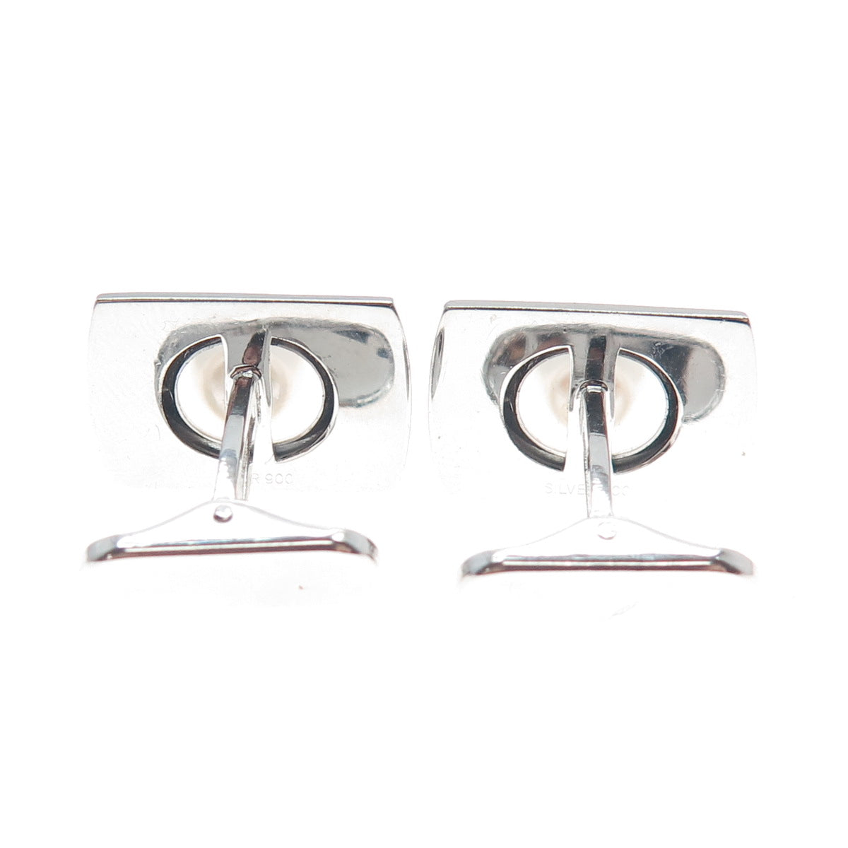 900 Silver Vintage Japan Real Akoya Pearl Modernist Cufflinks