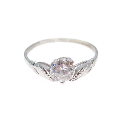 VARGAS & LIND Sterling Silver Vintage Round-Cut C Z Engagement Ring Size 11.25