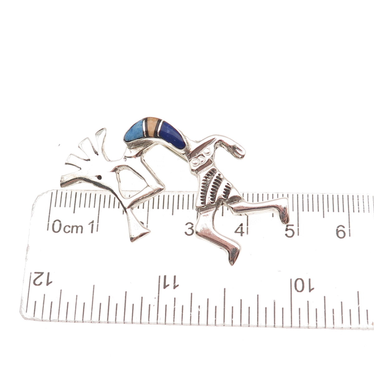 Melissa Yazzie Navajo Old Pawn Sterling Vintage Multi-Gem Kokopelli Pin Pendant