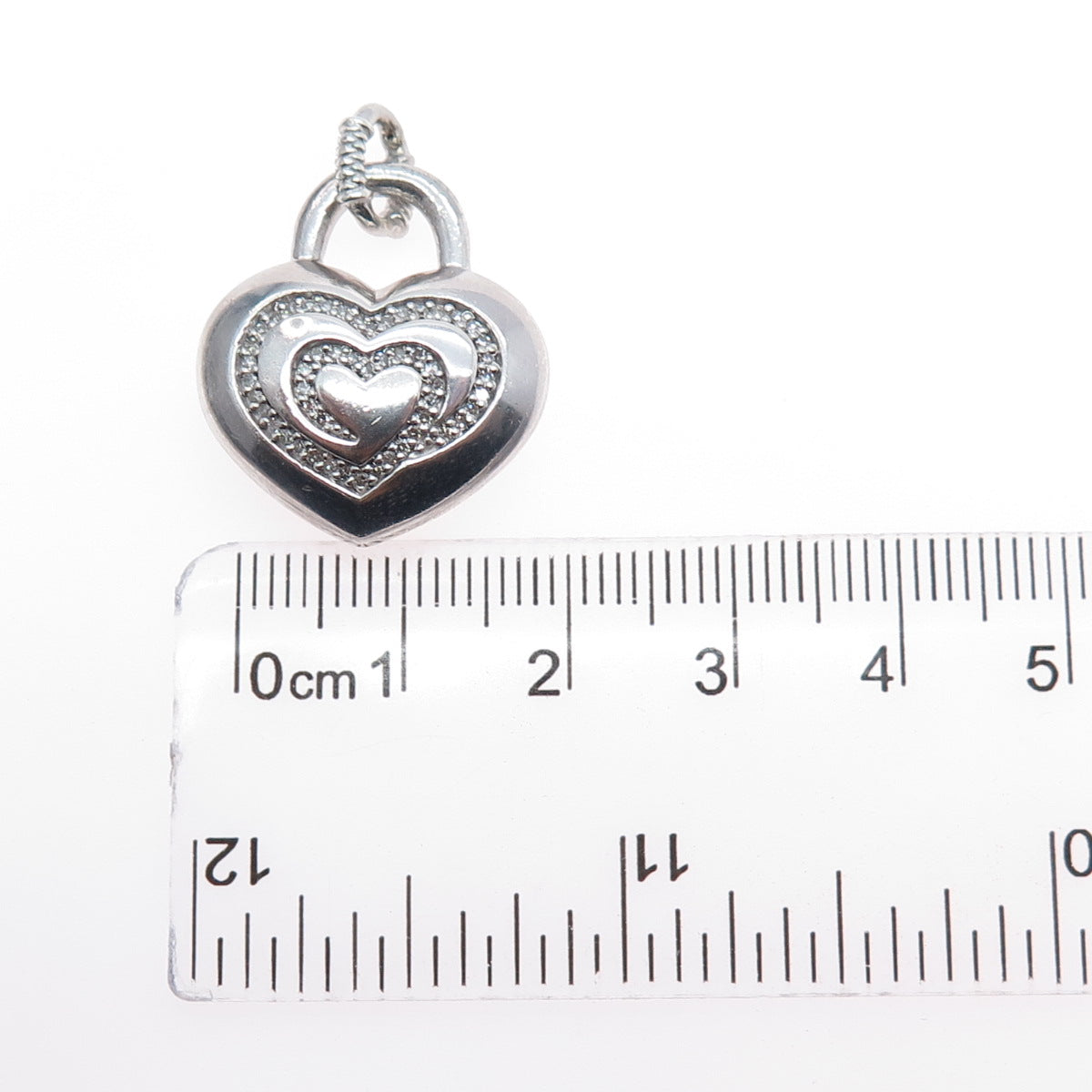 SLV Sadye L Vassil 925 Sterling Silver Real Diamond Heart Charm Pendant