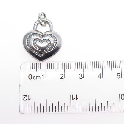 SLV Sadye L Vassil 925 Sterling Silver Real Diamond Heart Charm Pendant