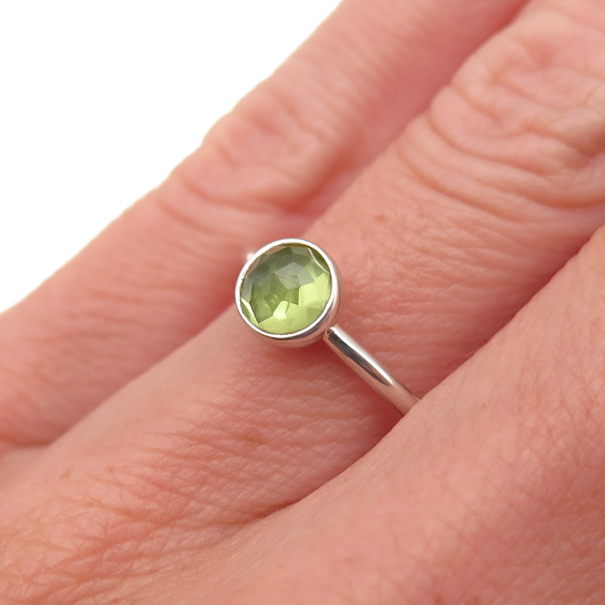Pandora 925 Sterling Silver Real Peridot August Birthday Blooms Ring Size 6