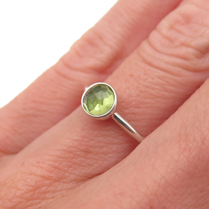 Pandora 925 Sterling Silver Real Peridot August Birthday Blooms Ring Size 6