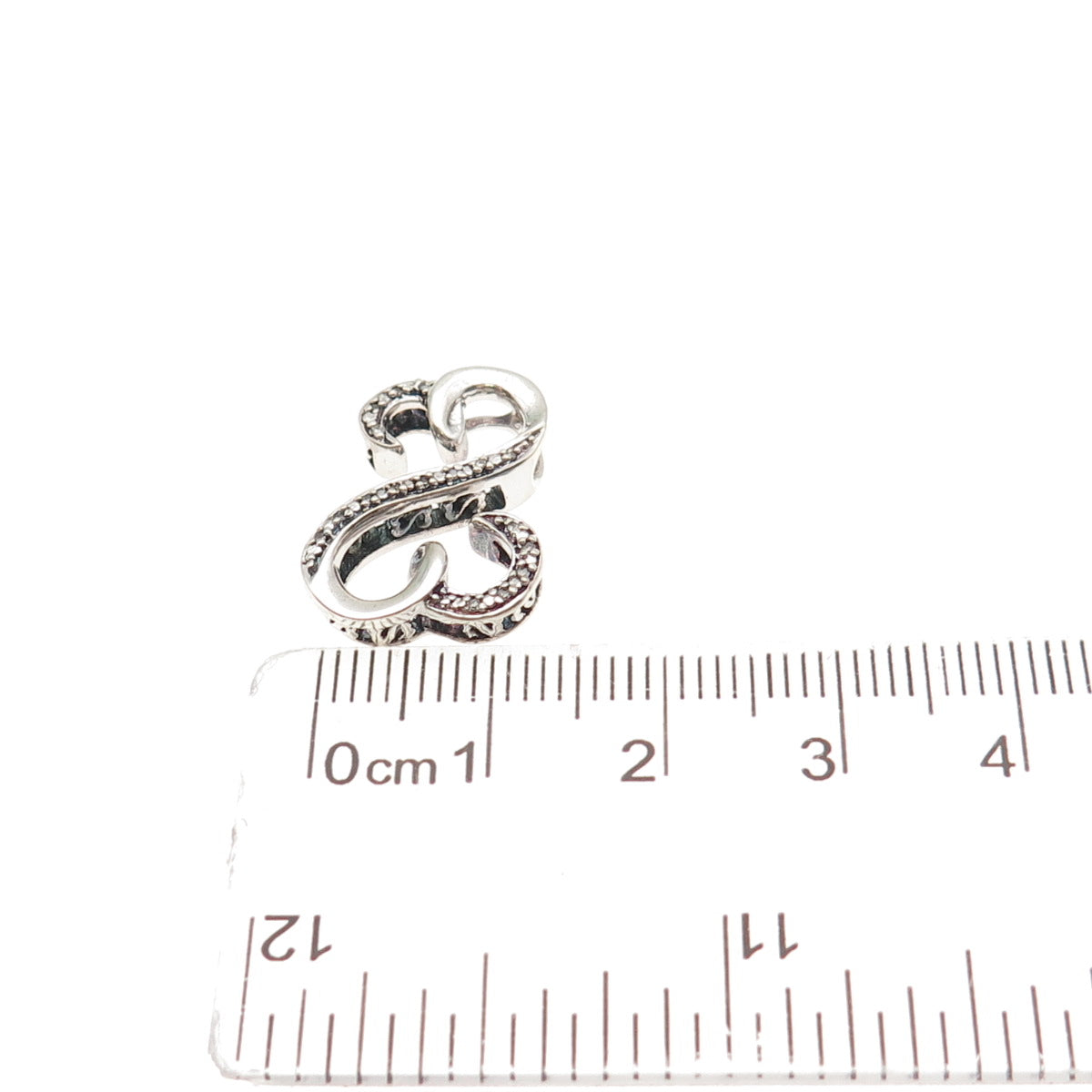 JANE SEYMOUR 925 Sterling Silver Real Diamond Open Heart Mini Slide Pendant