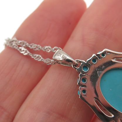 925 Sterling Real Sleeping Beauty Turquoise Singapore Chain Necklace 18-20"