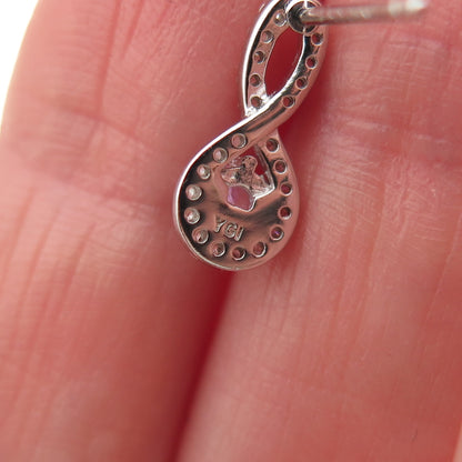 925 Sterling Silver Round-Cut Pink & White C Z Infinity Earrings