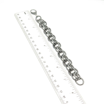 925 Sterling Silver Vintage Double Oval Cable Link Bracelet 7.25"