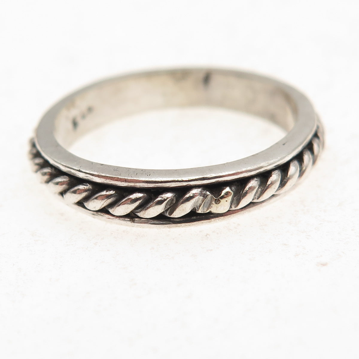 925 Sterling Silver Vintage Twisted Rope Oxidized Band Ring Size 9