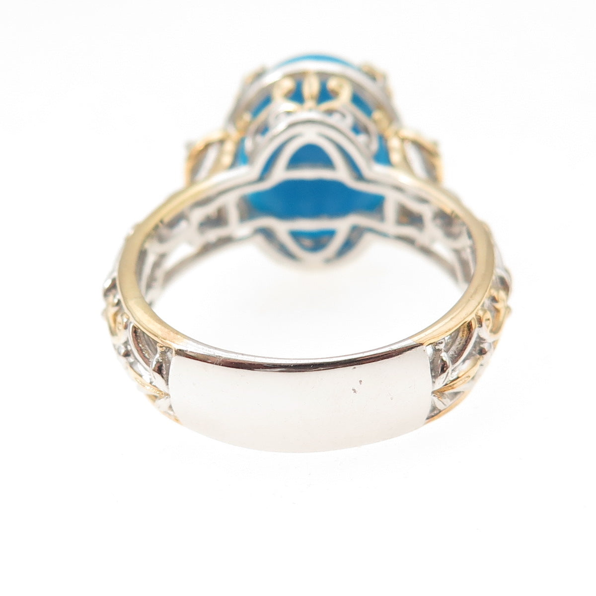 Michael Valitutti Gems En Vogue Sterling Silver Turquoise & Topaz Ring Size 8.25