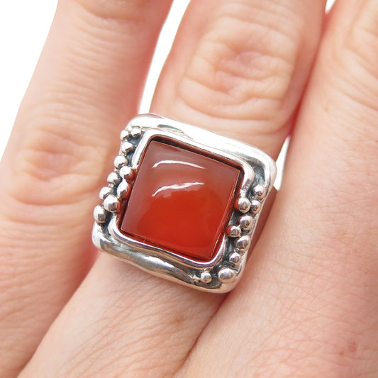 HAGIT GORALI Sterling Vintage Israel Carnelian Modernist Beaded Ring Size 6.25