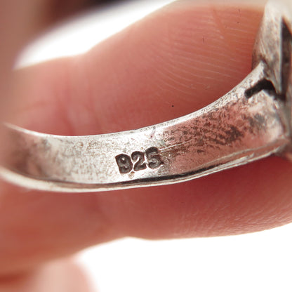 925 Sterling Silver Vintage Heartbeat Oxidized Ring Size 6.25