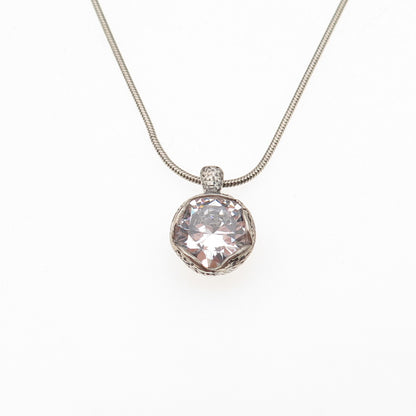 Silpada 925 Sterling Silver Vintage Round-Cut C Z Snake Chain Necklace 16-18"