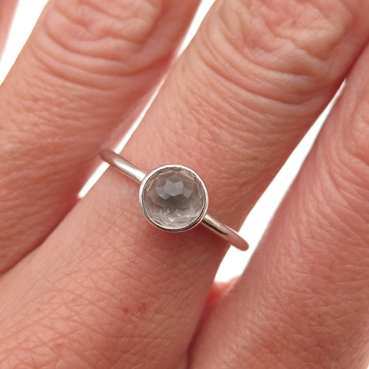 Pandora 925 Sterling Silver Real Gray Moonstone June Birthday Blooms Ring Size 6