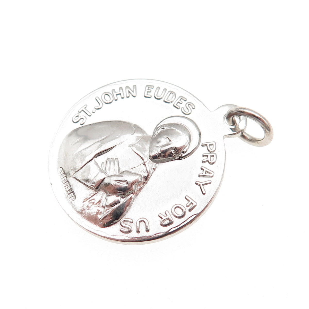 925 Sterling Silver Filled Vintage Saint John Eudes Mini Charm Pendant