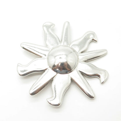 925 Sterling Silver Vintage Sun Pin Brooch / SIGNED "IC"